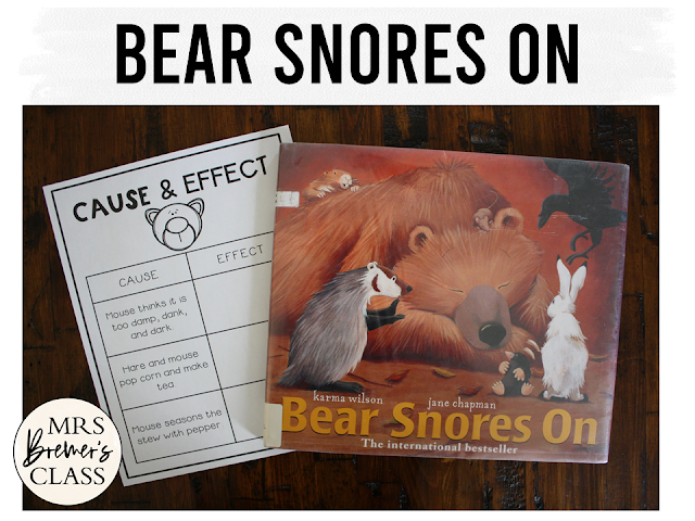 Bear Snores On book study activities unit with Common Core aligned literacy companion activities for Kindergarten and First Grade