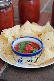 Cantina style strawberry salsa with chips