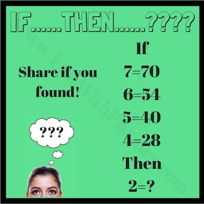 If 7=70, 6=54, 5=40, 4=28 Then 2=?. Can you solve this Logic Maths Brain Cracking Puzzle Question?