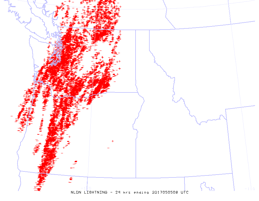 Lightning Strikes Map 24 Hours Cliff Mass Weather Blog Extraordinary Lightning Strikes Over The Northwest