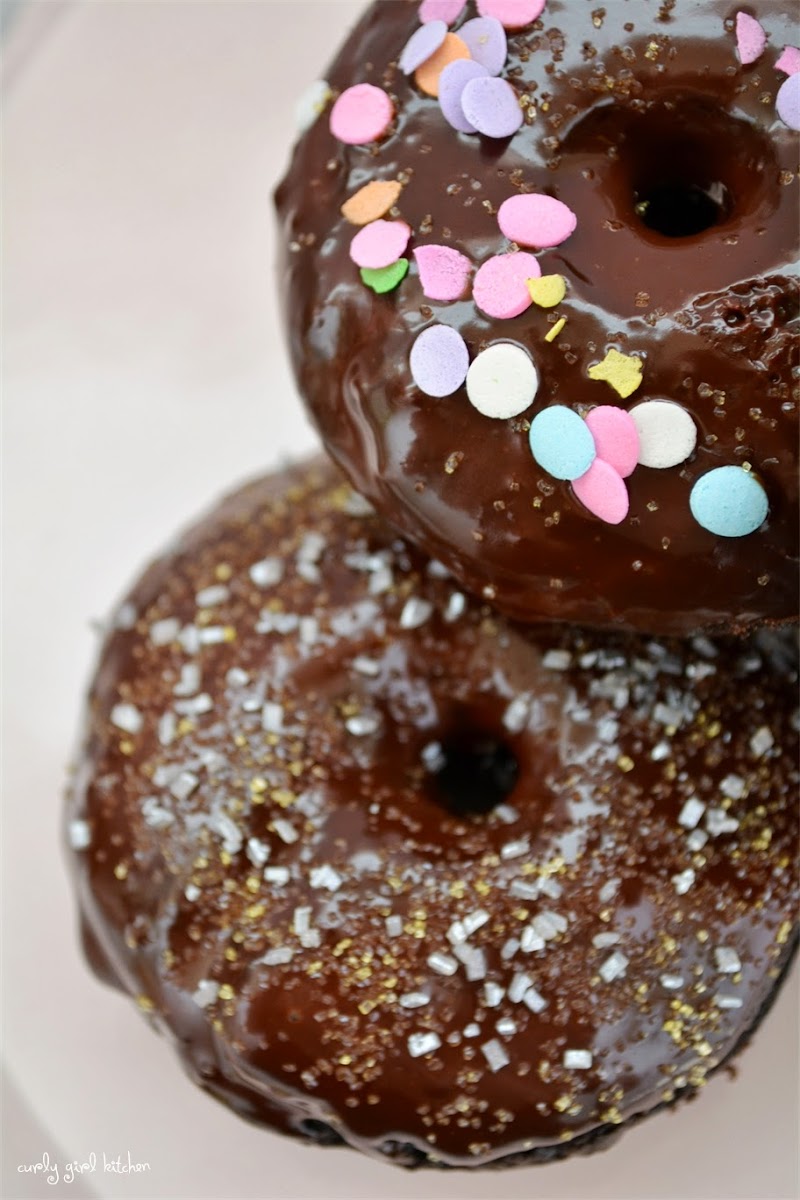 Curly Girl Kitchen Chocolate Cake Doughnuts with Ganache Glaze