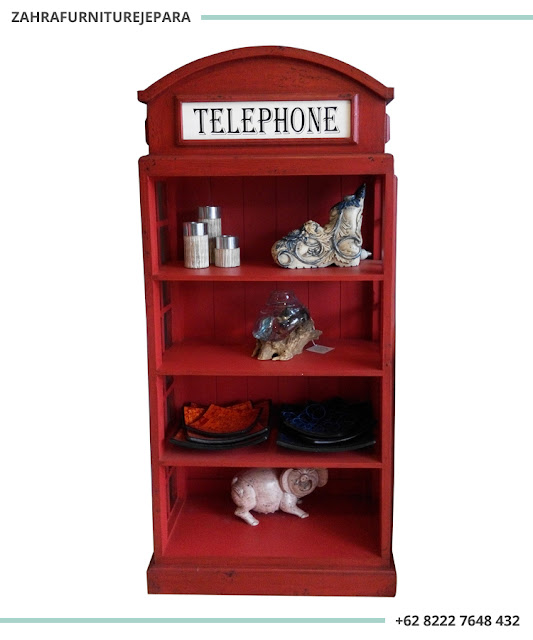  RAK LEMARI HIAS  TELEPHONE LONDON VINTAGE JUAL FURNITURE 