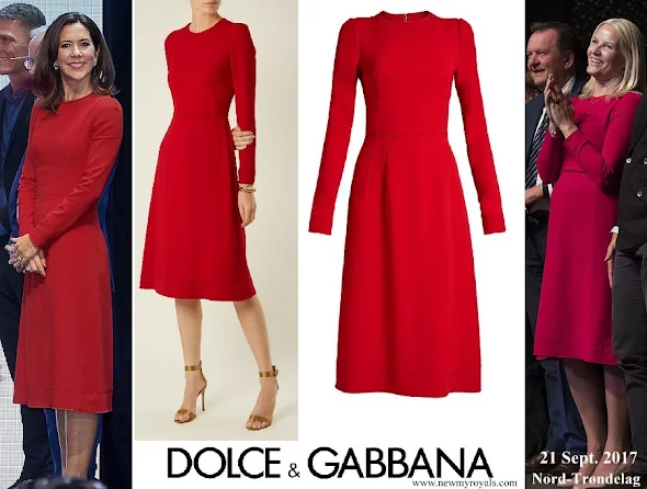 Crown Princess Mette Marit, Crown Princess Mary and Queen Maxima wore same DOLCE & GABBANA Contrast stitch cady dress