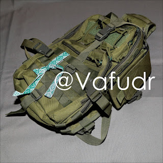 Tactical Phone Pouch in Army green color on Adjustable Tactical Radio Pouch in Army Green color on Tactical Assault Military Sling 20L Backpack of green color