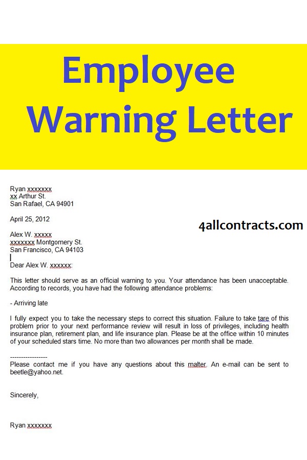 Employee warning letter sample word