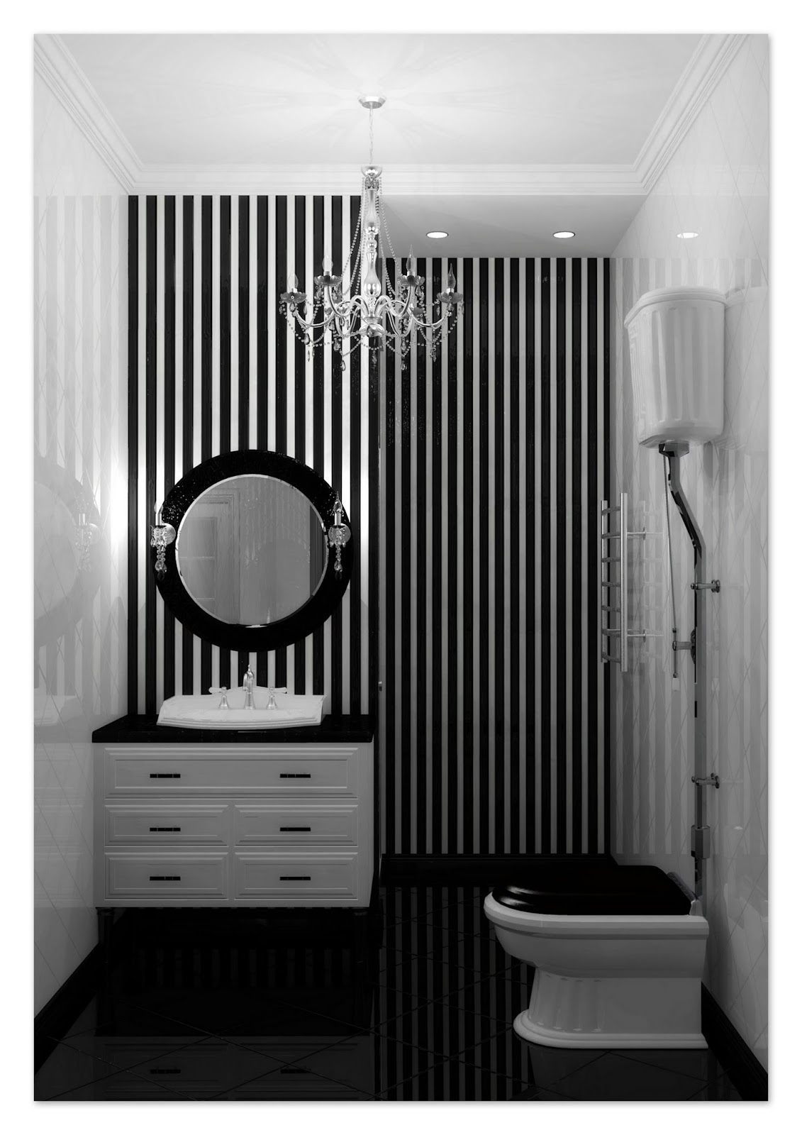 Ванная В Черно Белых Тонах Дизайн Фото