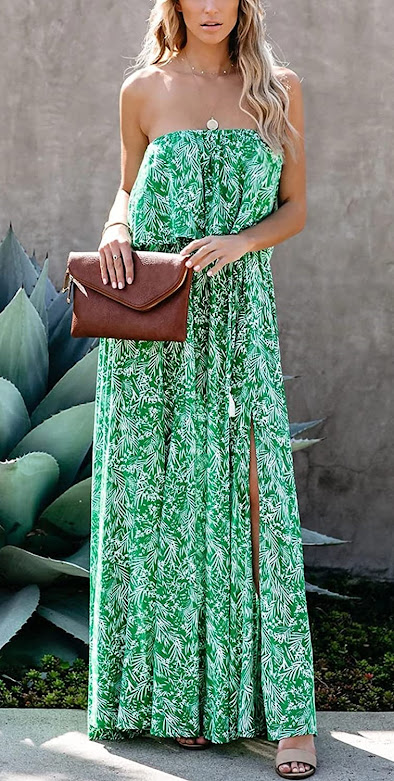 Best Green Strapless Maxi Dresses