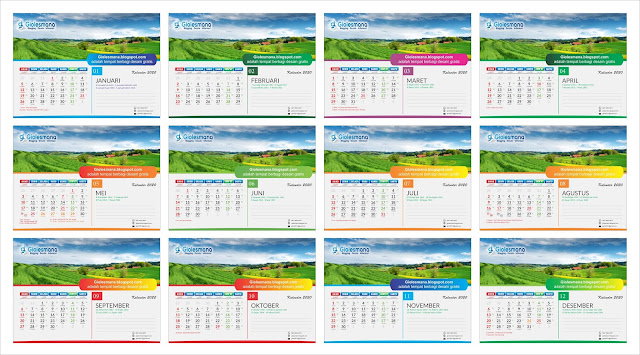  DOWNLOAD  DESAIN  KALENDER  DUDUK  MEJA TAHUN 2020 