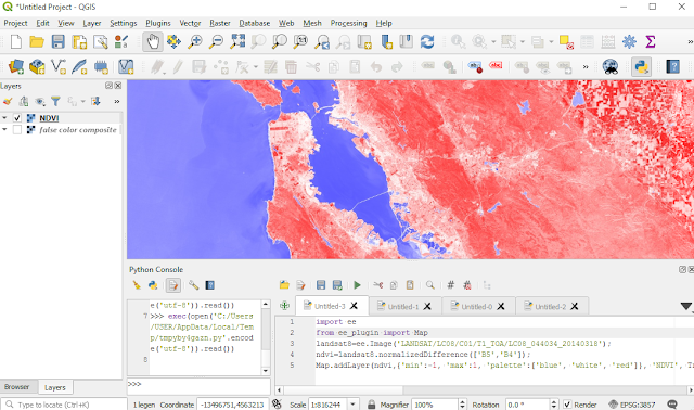 NDVI image QGIS GEE