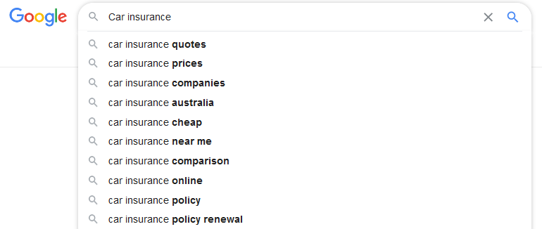 Car insurance Keyword on google search Car insurance Keyword on google search