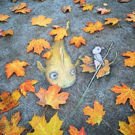 02-A-Day-out-David-Zinn-Temporary-3D-Anamorphic-Street-Art-Creature-Drawings-www-designstack-co