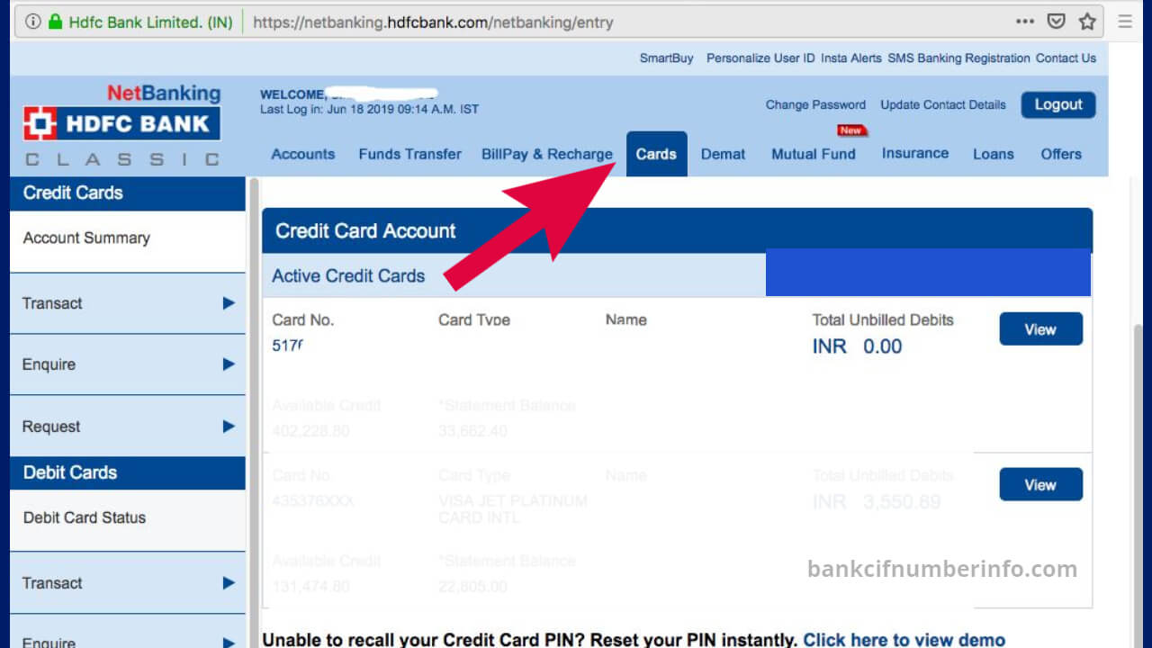 How to Block HDFC Debit card using Smartphone? - Bank Cif Number