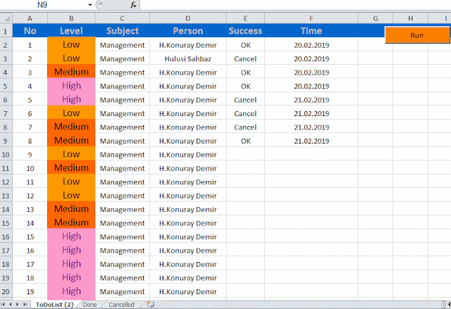 excel parsing values to sheets with drop down lists