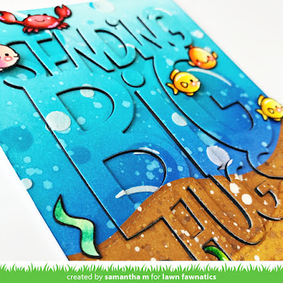 Sending Big Hugs Card by Samantha Mann, Lawn Fawnatics Challenge, Lawn Fawn, Die Cutting, Distress Inks, Cards, Card Making, Handmade Cards, Stencil,  #lawnfawnatics #lawnfawn #distressinks #inkblending #cardmaking #ocean #underthesea #stencil #handmadecard