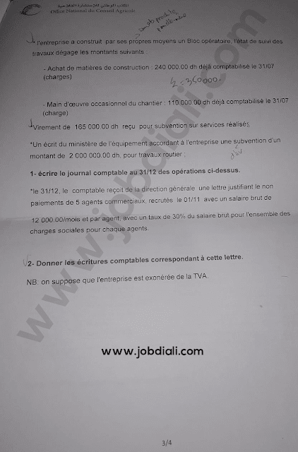 Exemple Concours Administrateurs 2ème grade - Office National du Conseil Agricole