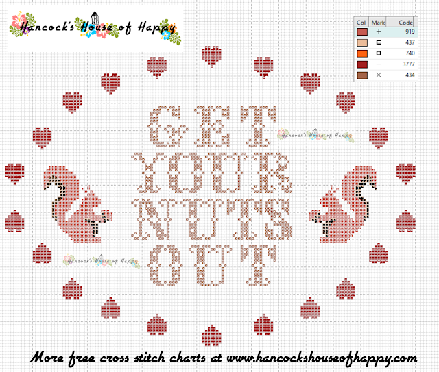 Get Your Nuts Out! Country Style Squirrel Cross Stitch Sampler Design Free to Download