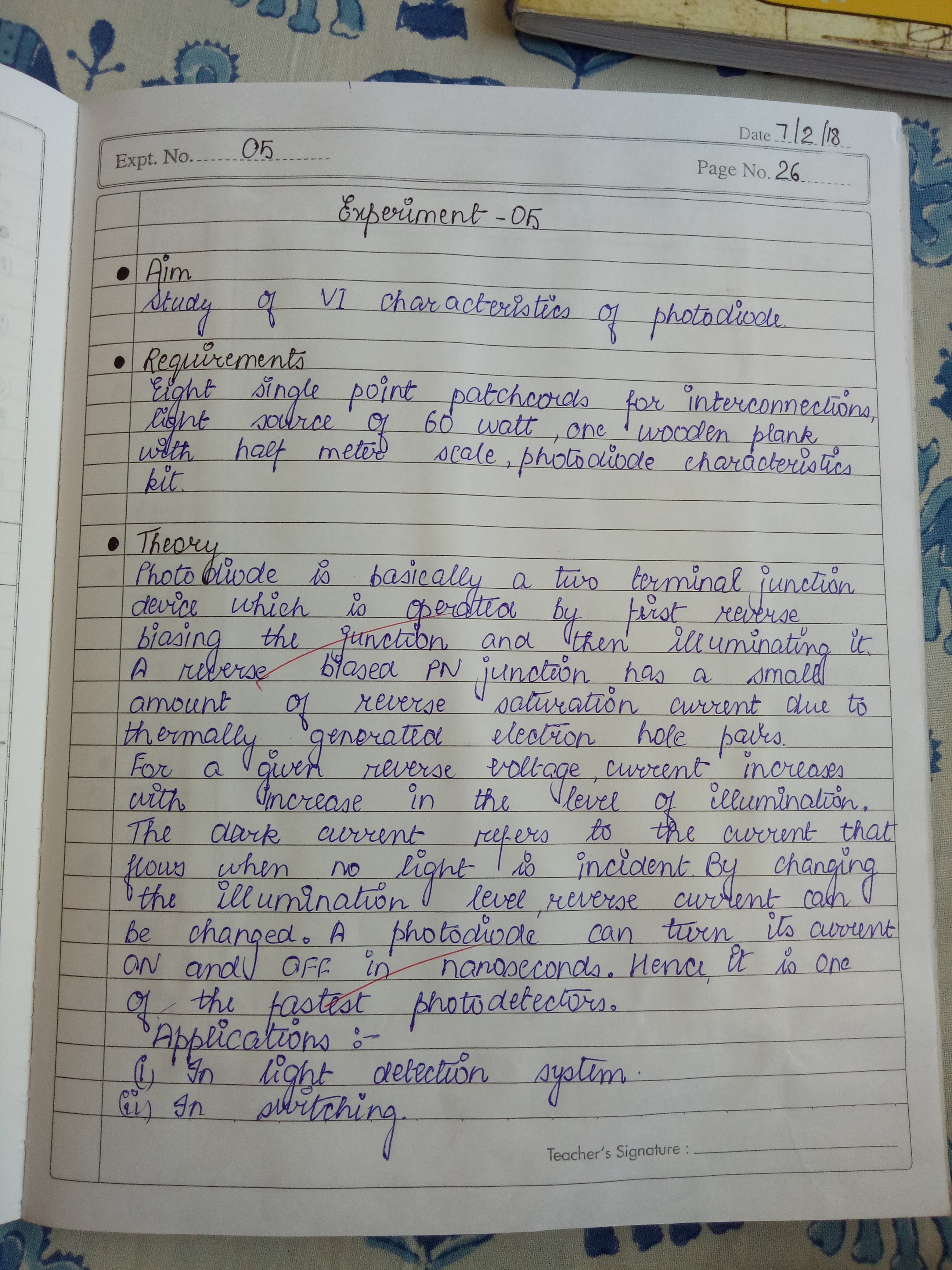 VI Characteristics of Photodiode.