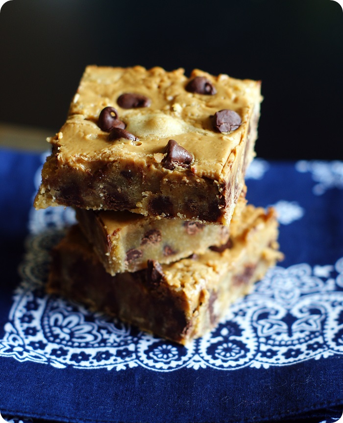 Peanut Butter Swirl Chocolate Chip Blondies Bake at 350°