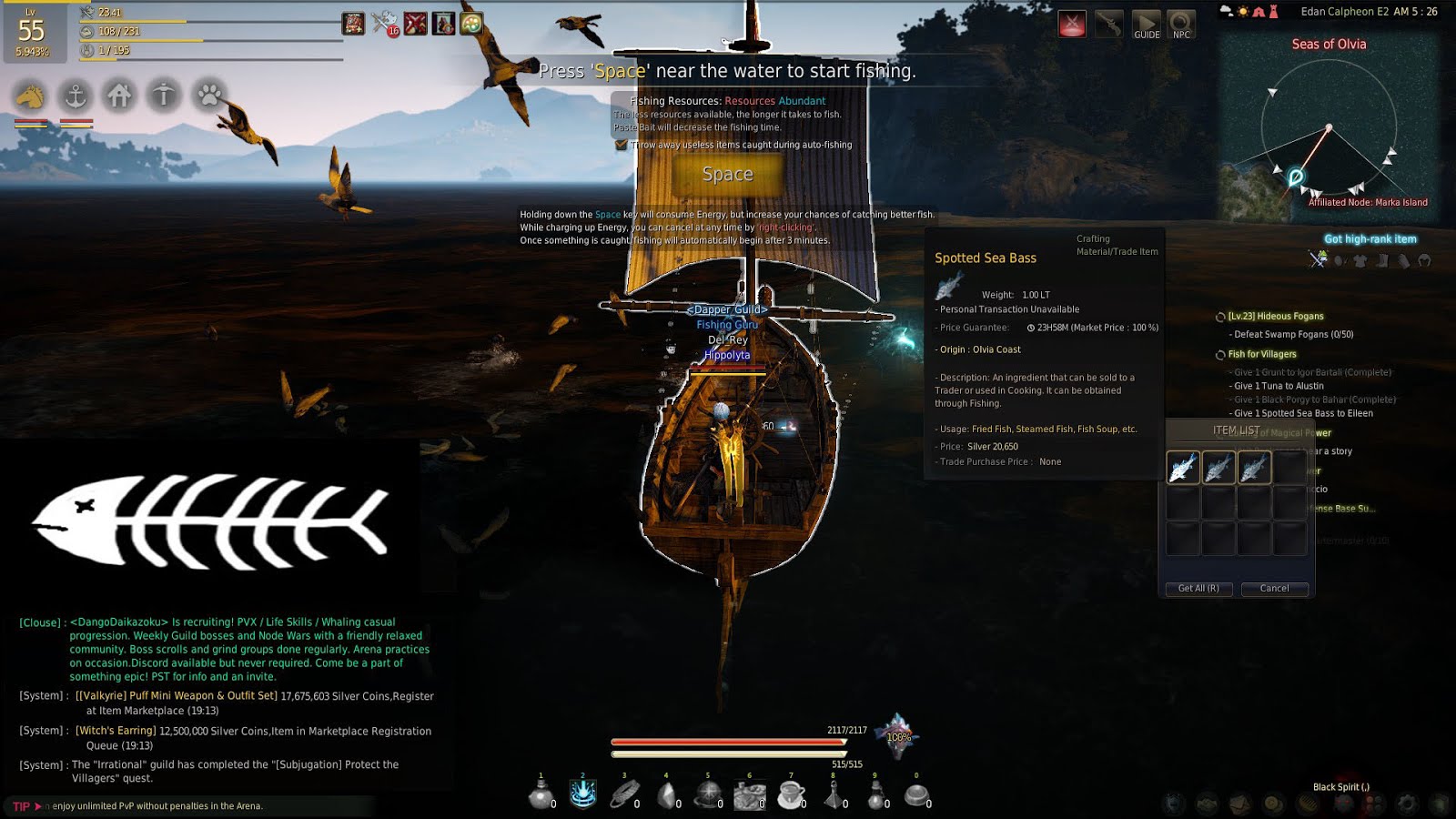 Nu Wave Fishing BDO Hot Spot Post 2 Spotted Sea Bass, Seas of Olvia
