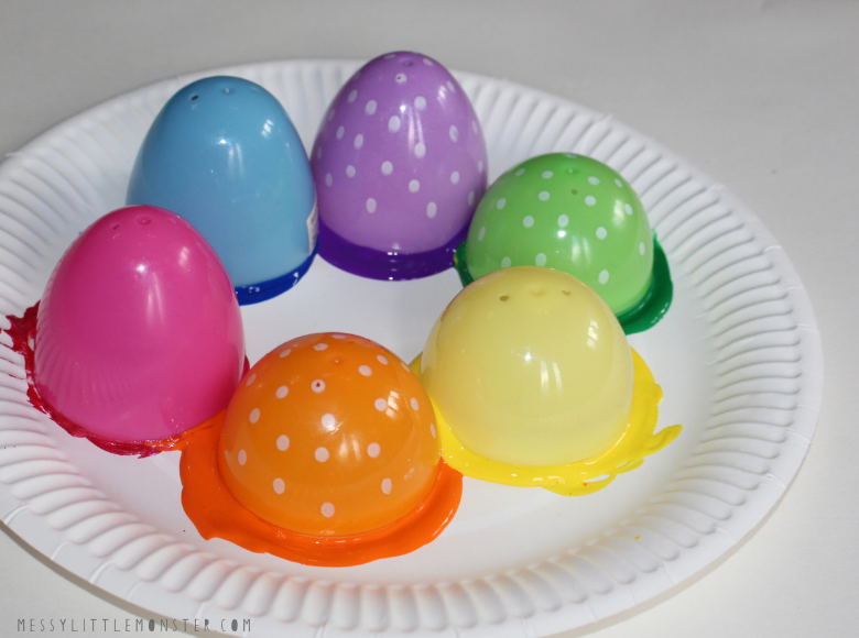 painting with plastic Easter eggs