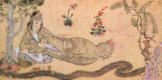 «Царица Билкис и удод». Персидская миниатюра, ок. 1590—1600