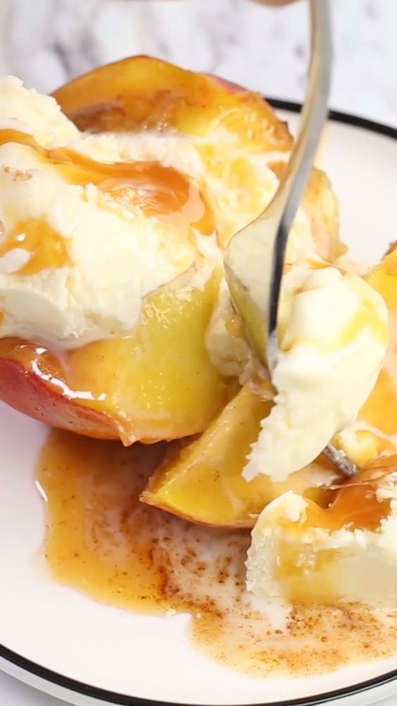 Easy Baked Peaches with Cinnamon Sugar Topping Simply Delicious Dessert
