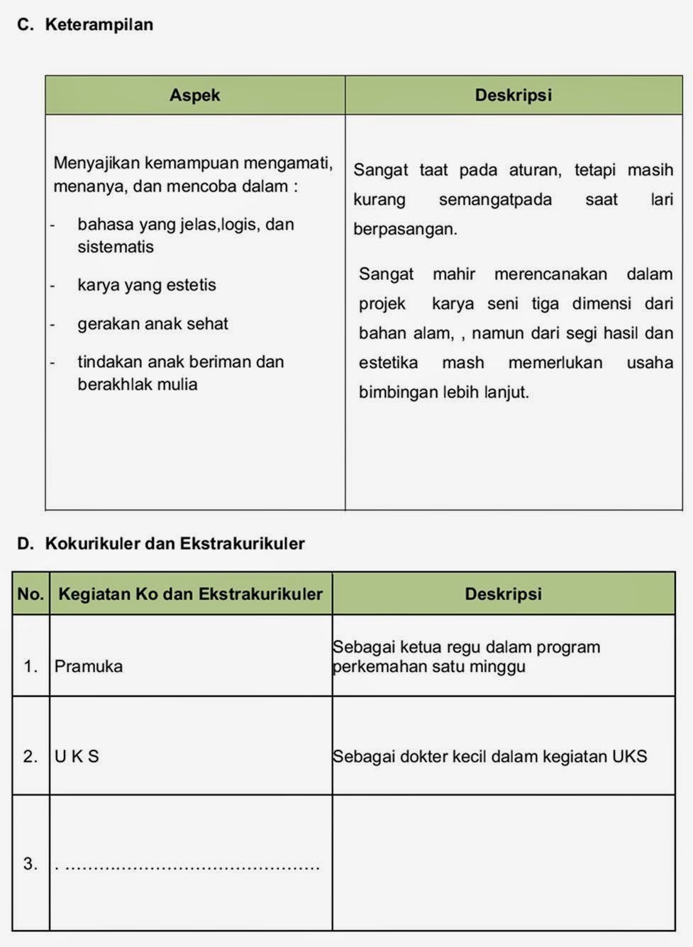 Catatan Tami RAPORT KURIKULUM 2013