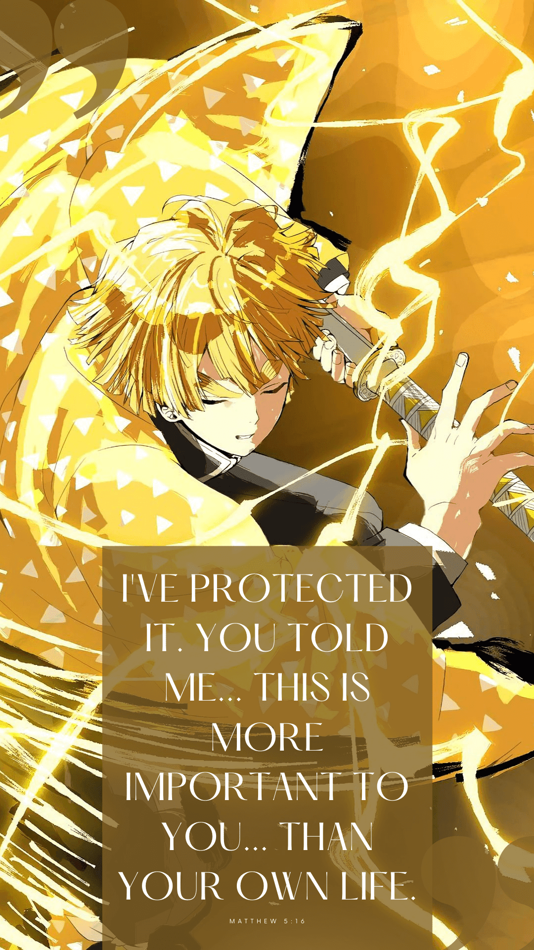 Zenitsu, Demon Slayer Anime Wallpaper with Quote