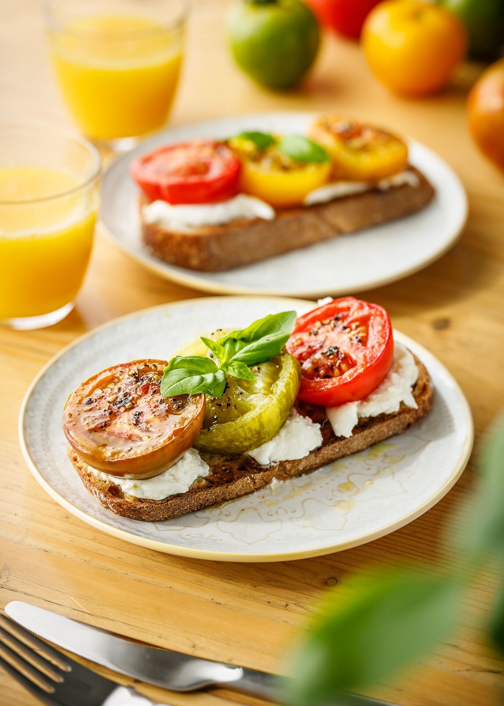 Isle Of Wight Muffin Tray Tomatoes With Mozzarella On Bruschetta Isle Of Wight Muffin Tray Tomatoes With Mozzarella On Bruschetta