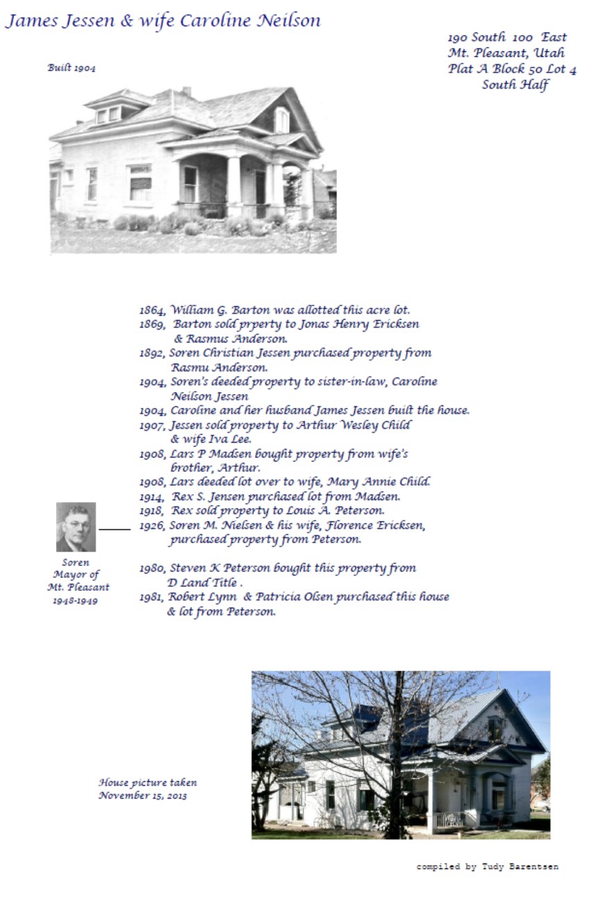 . James Jessen and wife Caroline Neilson Researched by Tudy