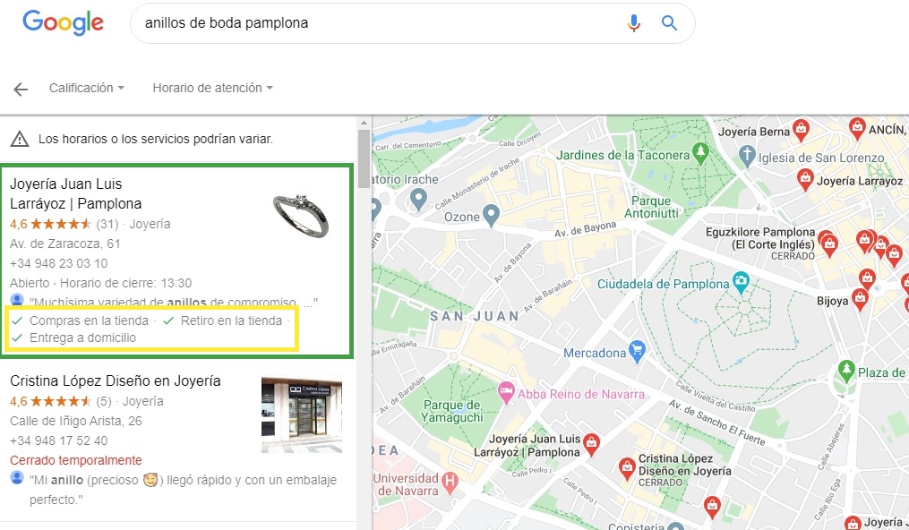 Atributos ficha google
