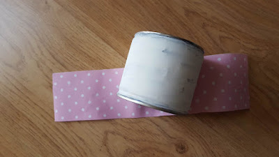 Upcycled fabric covered tin can Upcycled fabric covered tin can
