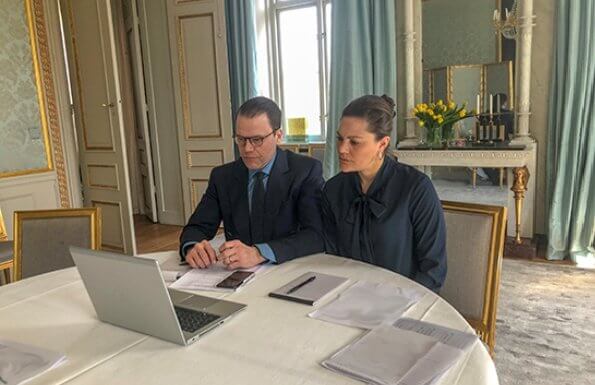 Crown Princess Victoria and Prince Daniel made a video call with the CEO of Business Sweden, Ylva Berg