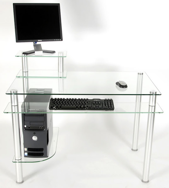 комп'ютерний стіл з алюмінію та скла