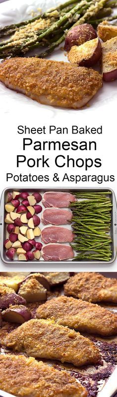 Sheet Pan Baked Parmesan Pork Chops Potatoes & Asparagus is a simple meal that comes together on one baking sheet and is packed with flavor. Sheet Pan Baked Parmesan Pork Chops Potatoes & Asparagus is a simple meal that comes together on one baking sheet and is packed with flavor.