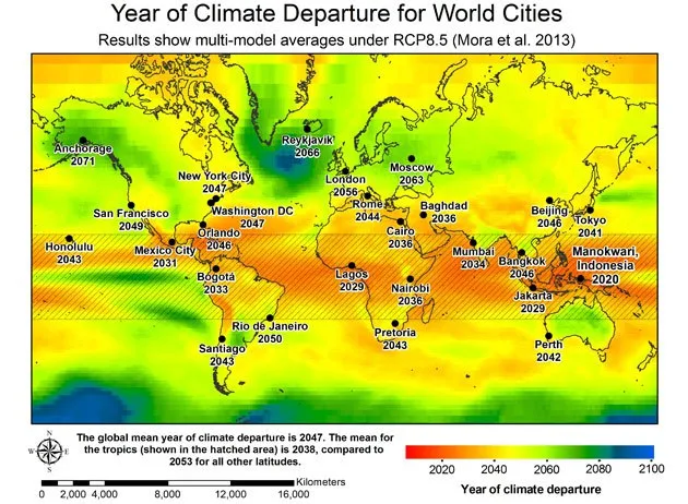 Year of climate departure for world cities