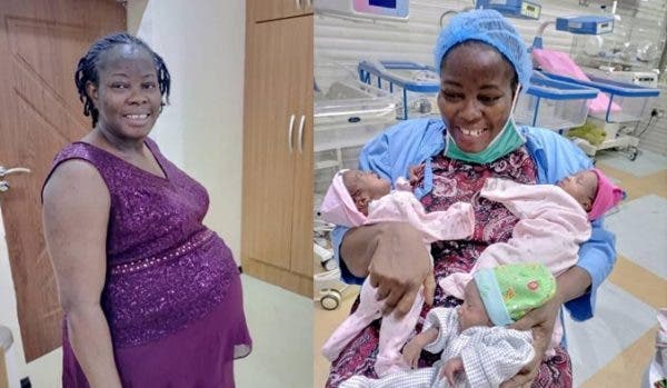 Woman gives birth to triplets after 11 years of marriage and six miscarriages (Photos)