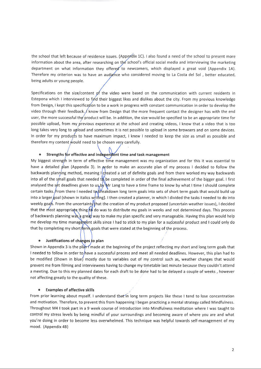 Personal project report examples picture