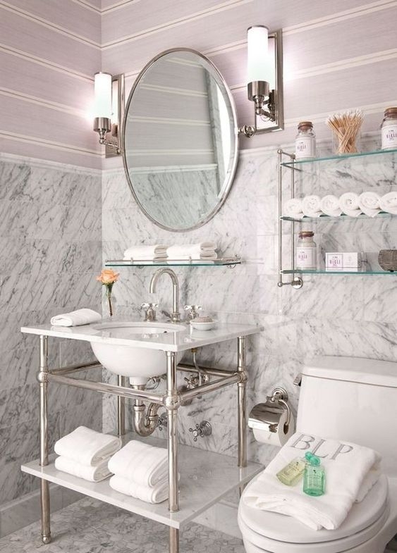45 Creative Bathroom Glass Shelves Design ARA HOME