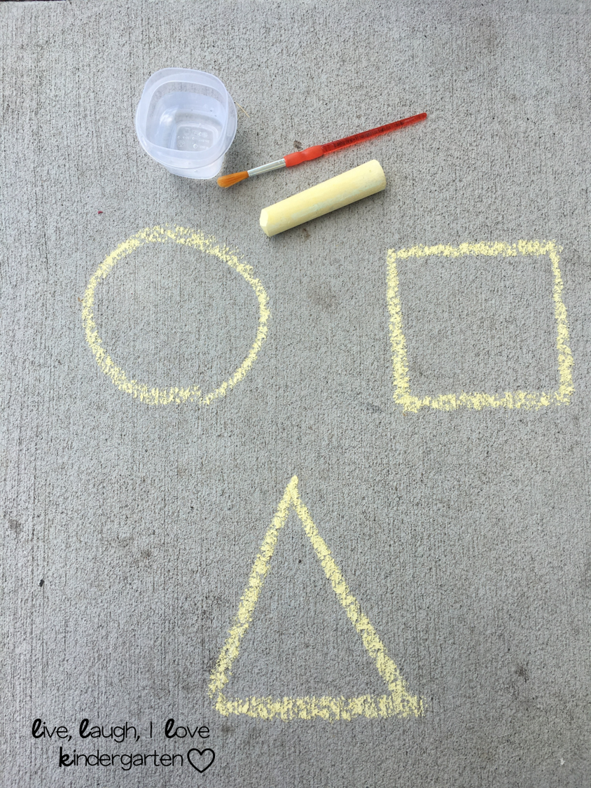 The second activity we used a paintbrush and water. I drew shapes on