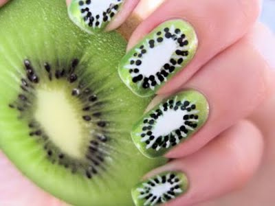 Cute Green Fruity Nail Art