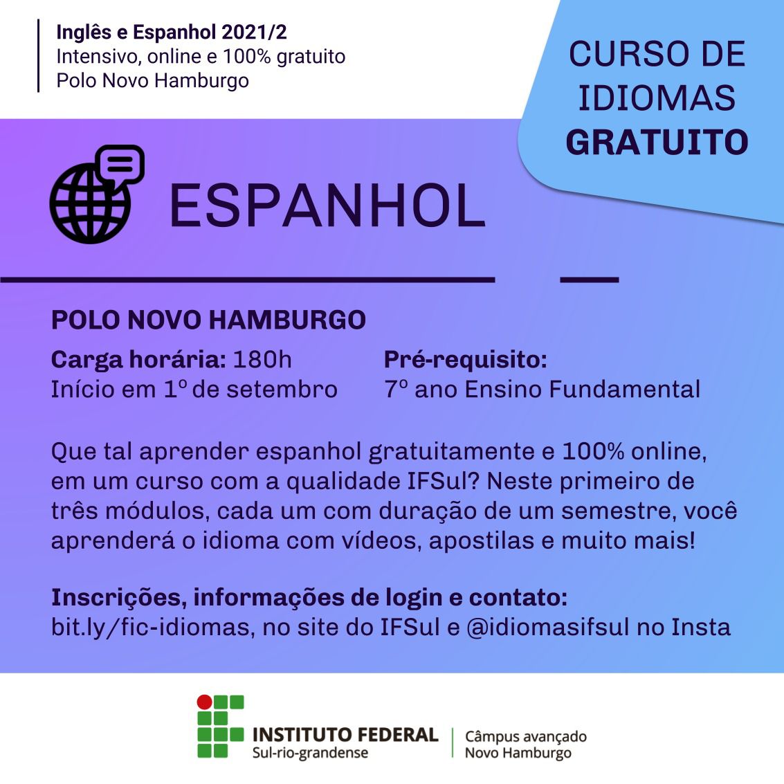 Inscrições abertas para o curso intensivo de Português para