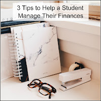 3 Tips to Help a Student Manage their Finances A window sill with books standing up, with a pair of glasses and desk accessories beside them.