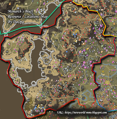 Monarch's Bluff resource and locations map