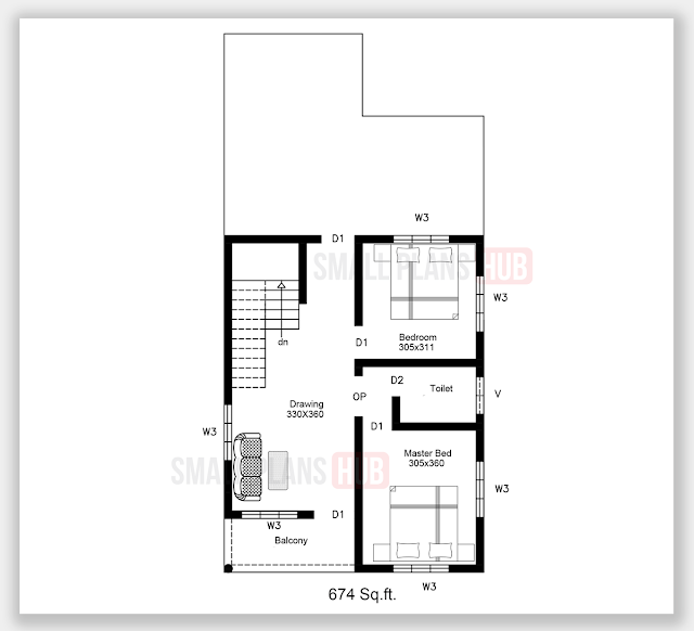 1674 sq.ft. double floor F.F plan