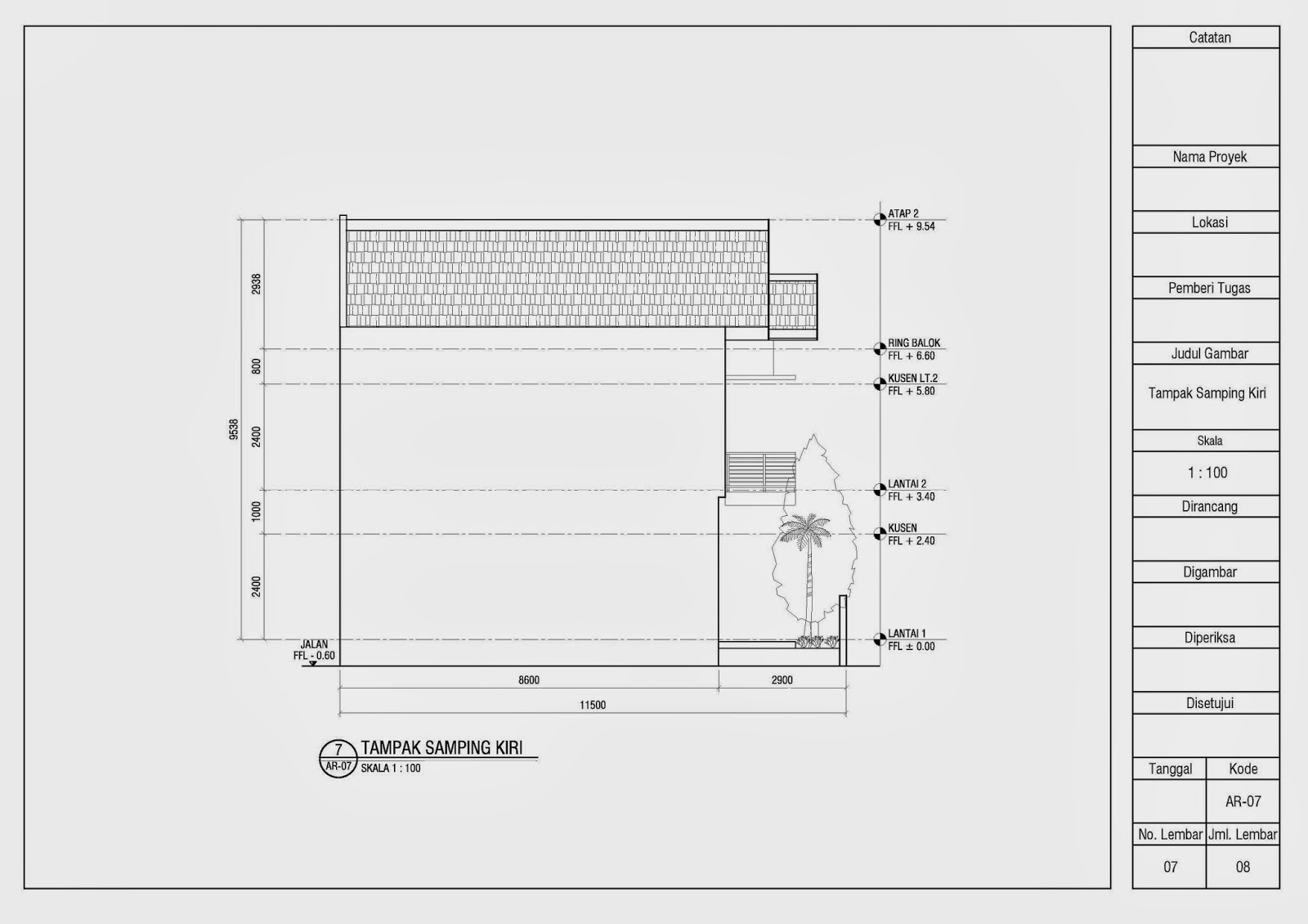 Jasa Gambar Kerja 2D dan 3D: Contoh Gambar Kerja Denah Tampak Potongan