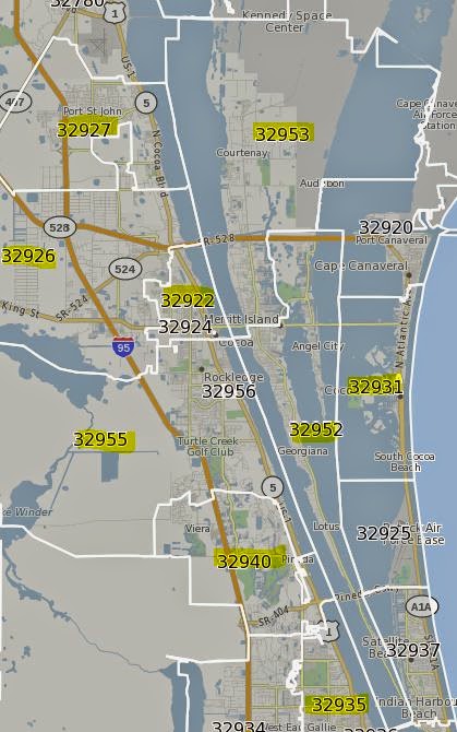 Brevard County Florida Zip Code Map – XFQE