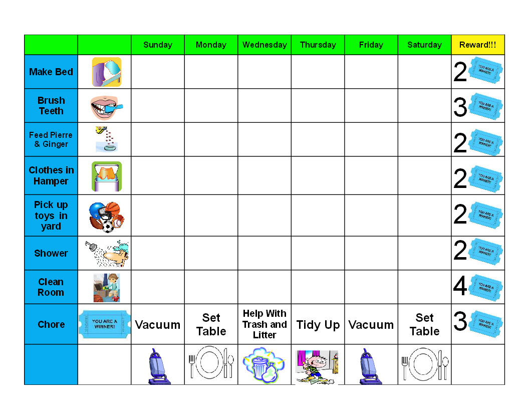 Gaels Crafty Treasures Good Behaviorchore Chart For The Kids