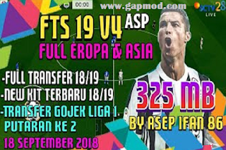 FTS 19 v4 Gojek League 1 & Full Transfer Europe 2018/2019