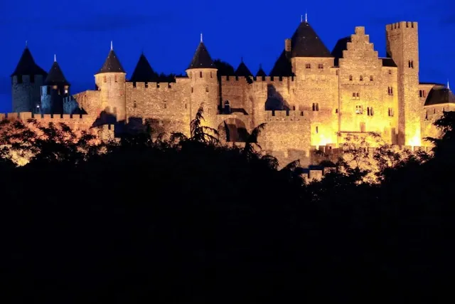 La Cite in Carcassonne after dark